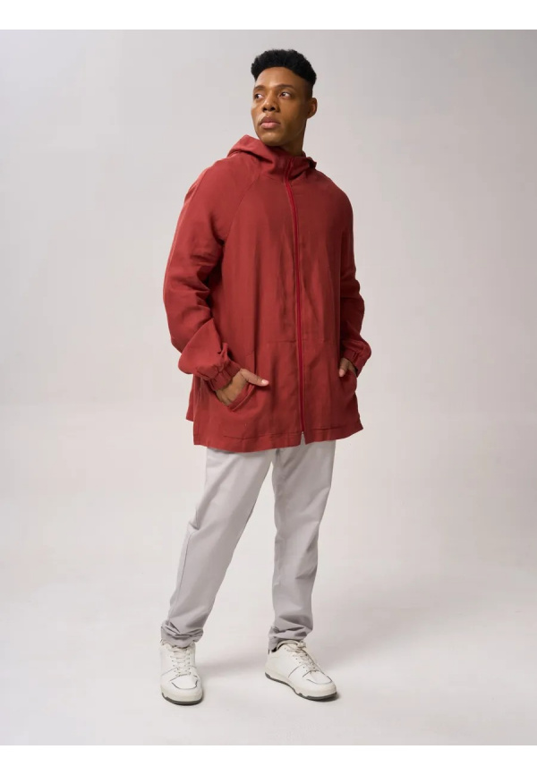 Льняная ветровка мужская терракотовая 1226-90м