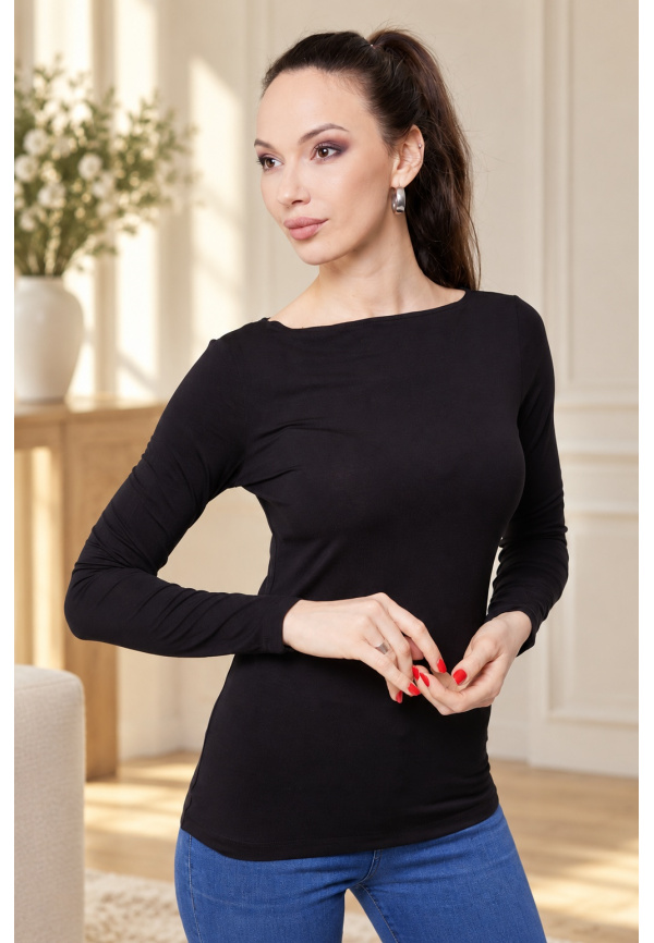 Лонгслив женский, чёрный — 4521-0