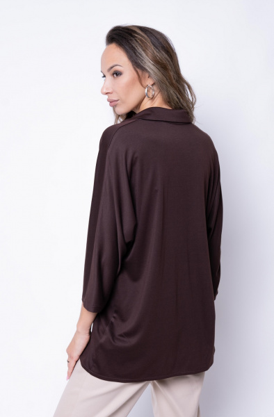 4529-6 трикотажная рубашка коричневая